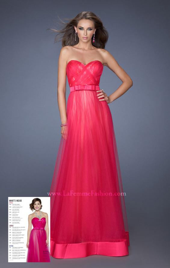 Picture of: Long Strapless Tulle Prom Dress with Satin Bow in Pink, Style: 19809, Main Picture