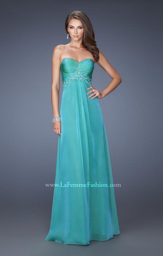 Picture of: A-line Prom Dress with Pleated Bodice and Rhinestones in Blu, Style: 19837, Main Picture