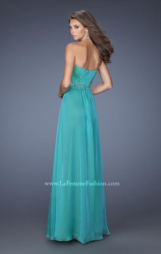 Picture of: A-line Prom Dress with Pleated Bodice and Rhinestones in Blue, Style: 19837, Back Picture
