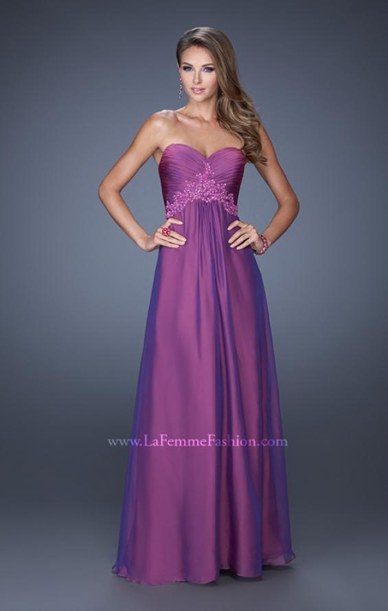 Picture of: A-line Prom Dress with Pleated Bodice and Rhinestones in Purple, Style: 19837, Detail Picture 1