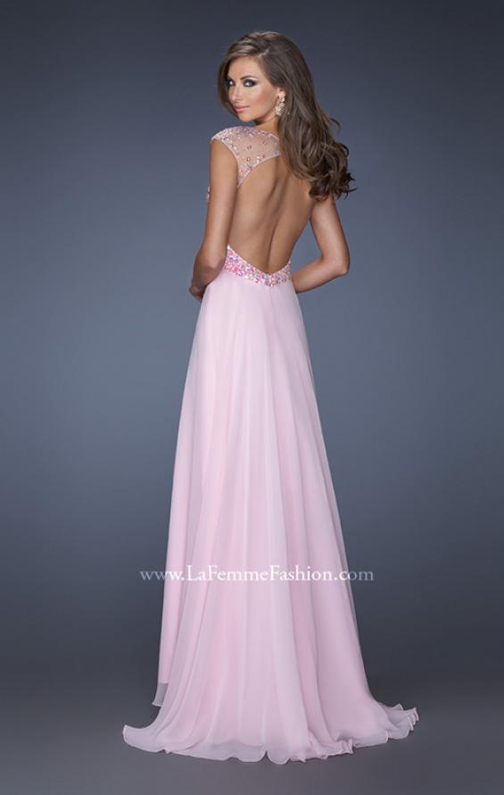 Picture of: A-line Chiffon Prom Dress with Cap Sleeves and Jewels in Pink, Style: 19857, Detail Picture 3