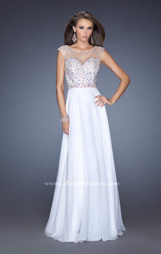Picture of: Long Prom Dress with Cap Sleeves and Small Train in White, Style: 19858, Detail Picture 1