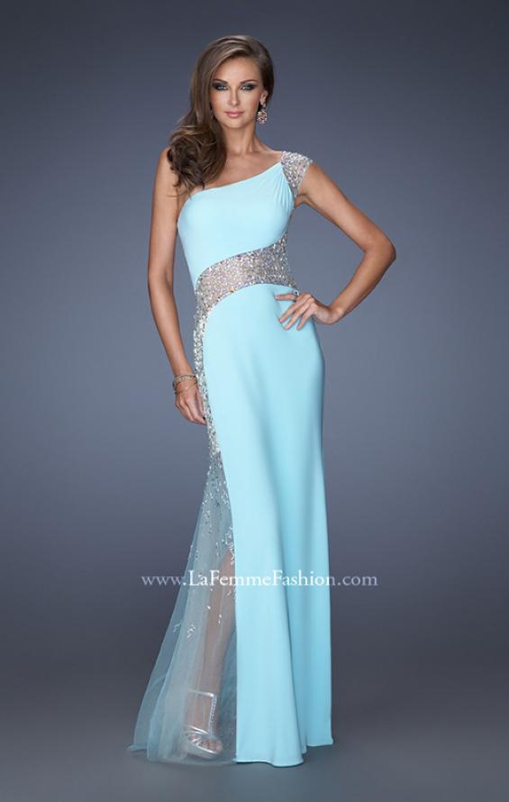 Picture of: Long Prom Dress with Jewel and Beaded Embellishments in Blue, Style: 19867, Main Picture