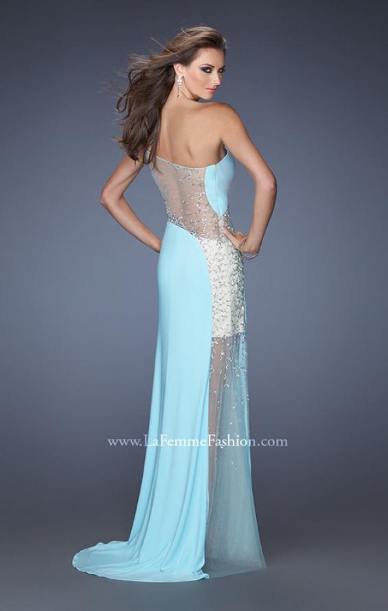Picture of: Long Prom Dress with Jewel and Beaded Embellishments in Blue, Style: 19867, Back Picture