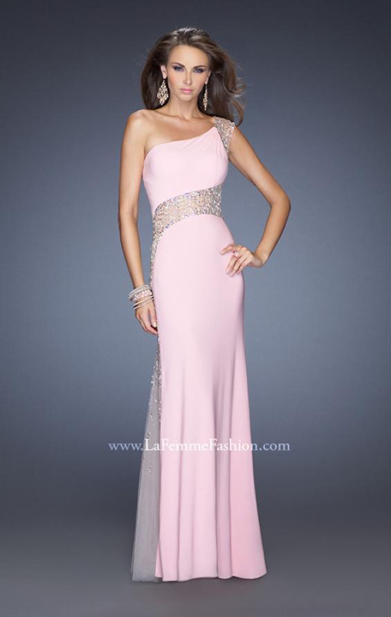 Picture of: Long Prom Dress with Jewel and Beaded Embellishments in Pink, Style: 19867, Detail Picture 1