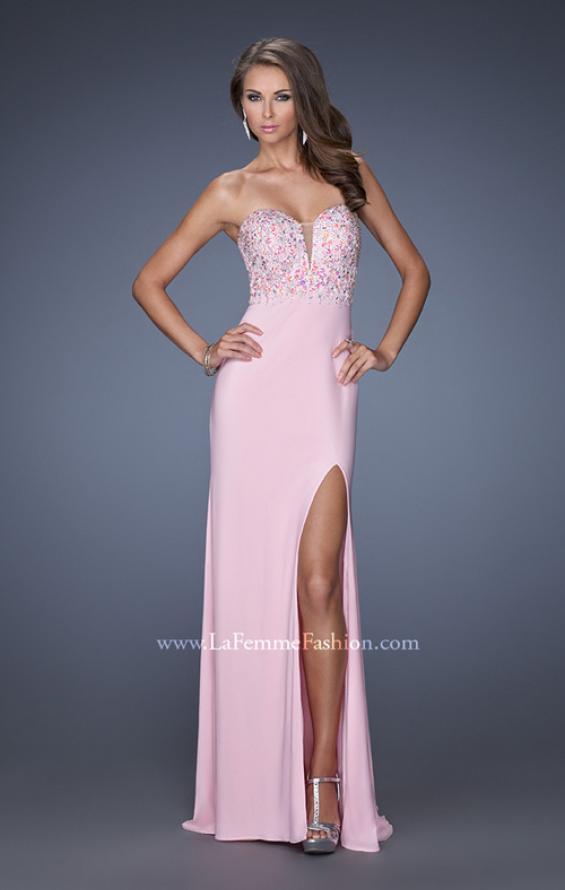 Picture of: Strapless Jersey Prom Dress with Low V Back in Pink, Style: 19869, Main Picture