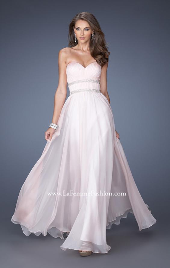 Picture of: Long Strapless Prom Dress with Rhinestone Belts in Pink, Style: 19875, Main Picture