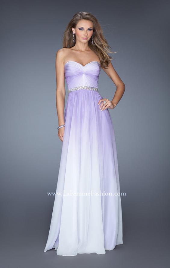 Picture of: Long Ombre Prom Dress with Twisted Gathered Bodice in Purple, Style: 19897, Detail Picture 1