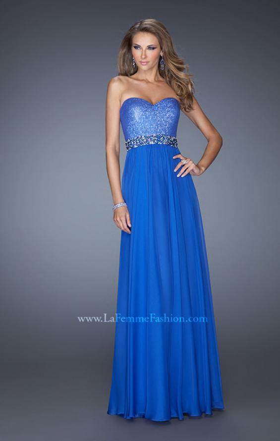 Picture of: Sweetheart Neckline Prom Gown with Sequins and Pearls in Blue, Style: 19898, Detail Picture 1