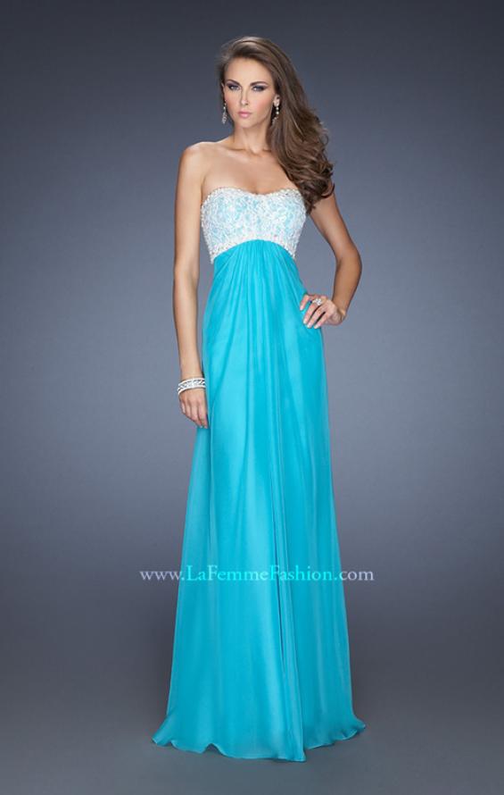 Picture of: Strapless Empire Waist Prom Dress with Pearl Lining in Blue, Style: 19902, Main Picture