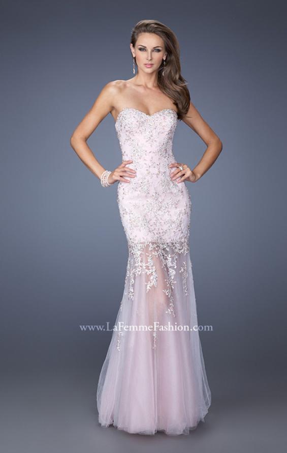 Picture of: Mermaid Style Prom Gown with Sheer Layered Tulle Skirt in Pink, Style: 19923, Main Picture