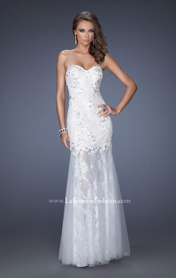 Picture of: Sweetheart Trumpet Gown with Sheer Lace Skirt in White, Style: 19963, Main Picture