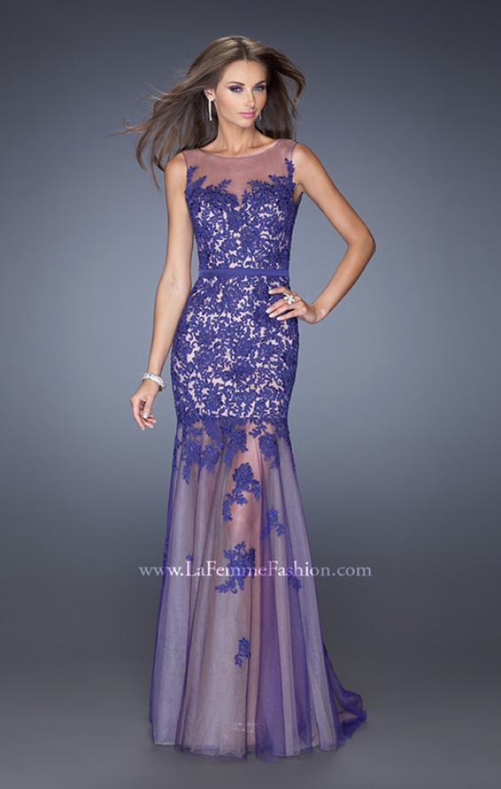 Picture of: Mermaid Style Prom Dress with Boat Neck and Lace in Purple, Style: 19991, Detail Picture 2
