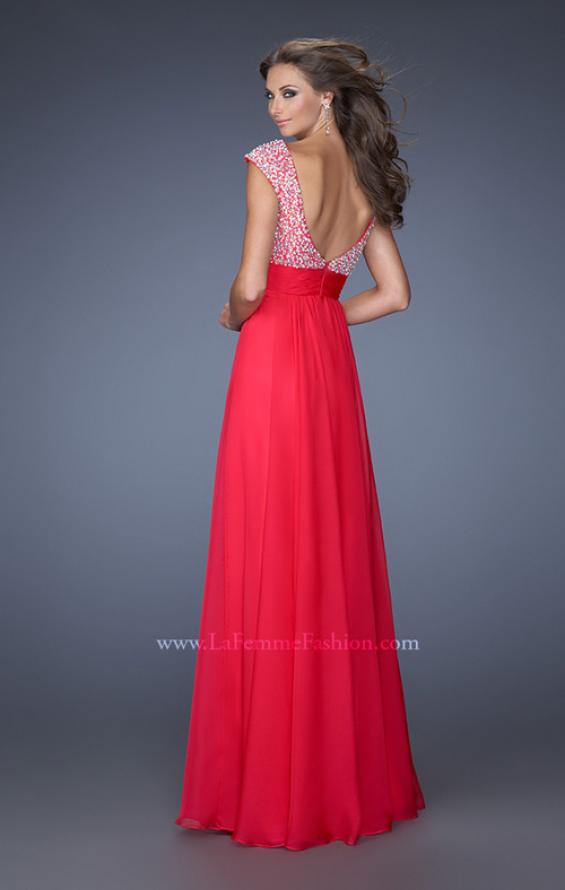 Picture of: Long Prom Gown with Pearl and Stone Encrusted Bodice in Pik, Style: 20003, Back Picture