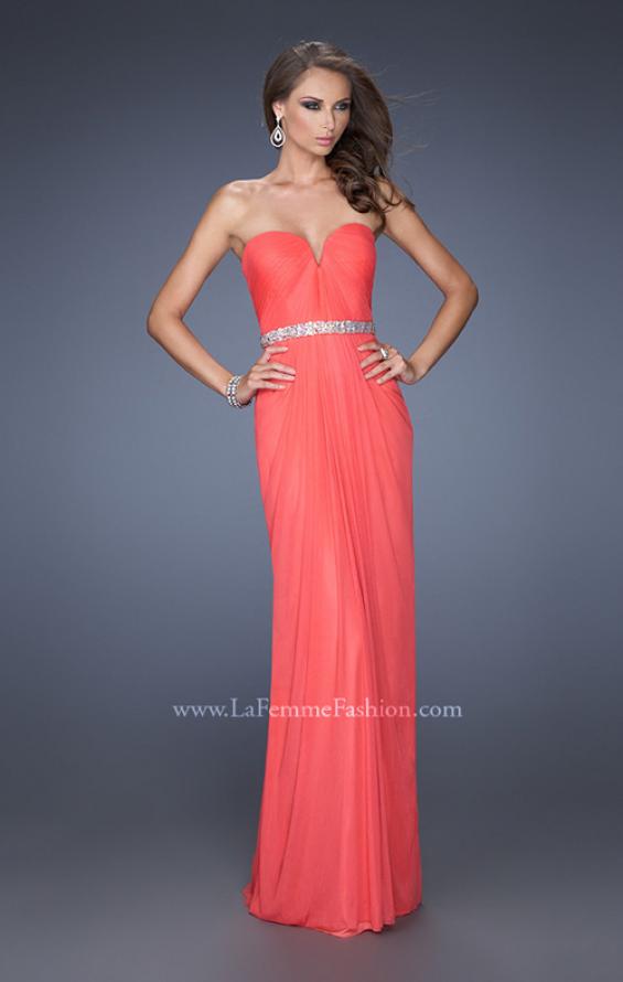 Picture of: Strapless Net Jersey Dress with Iridescent Belt in Orange, Style: 20009, Main Picture