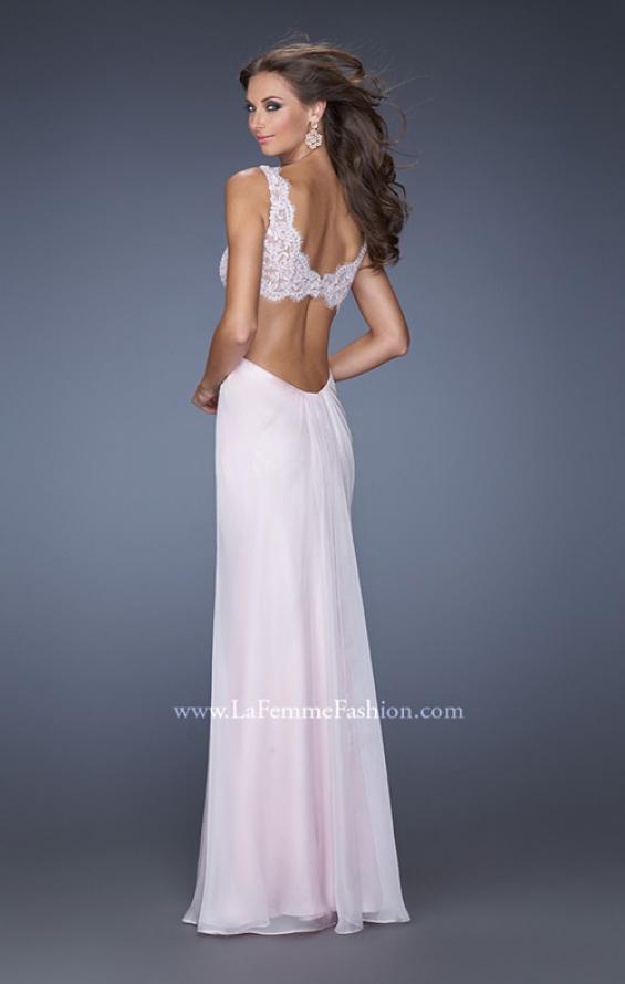 Picture of: Sparkling Lace Bodice Prom Dress with Open Lower Back in Pink, Style: 20022, Back Picture