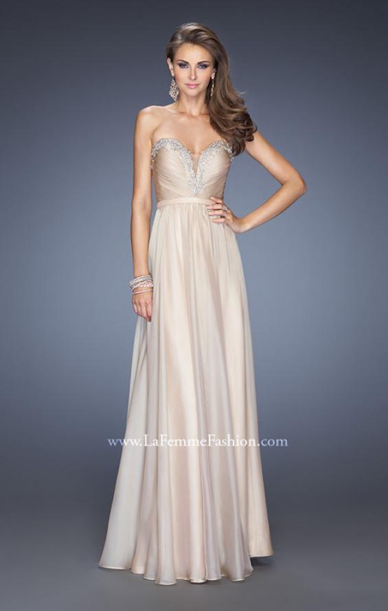 Picture of: Long Vintage Inspired Prom Gown with Beads and Jewels in Nude, Style: 20027, Detail Picture 2