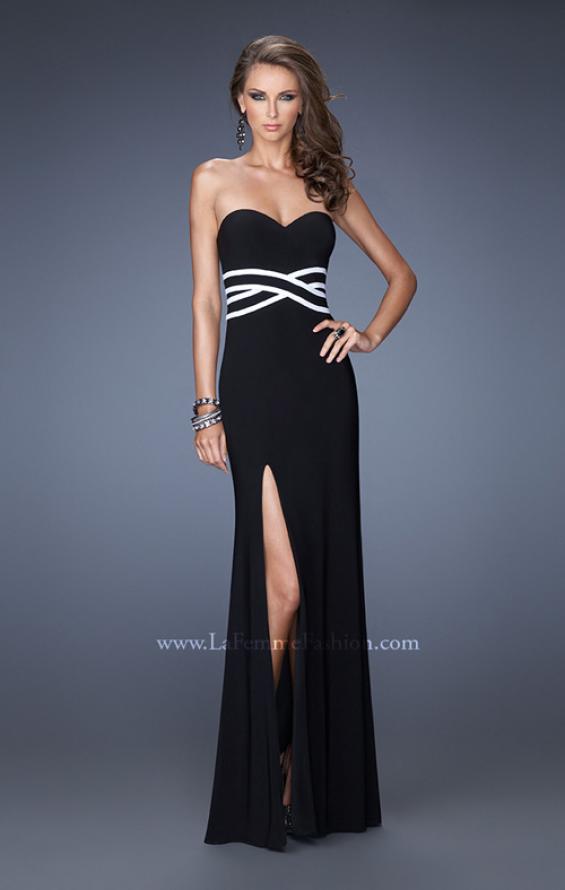 Picture of: Simple Jersey Prom Dress with Thigh High Slit in Black, Style: 20030, Main Picture
