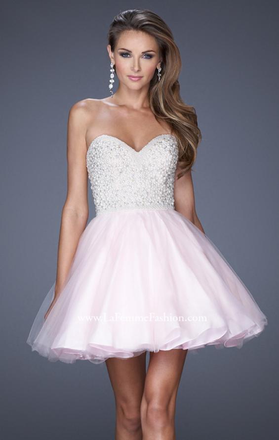 Picture of: A-line Short Dress with Sweetheart Neckline and Pearls in Pink, Style: 20033, Detail Picture 2