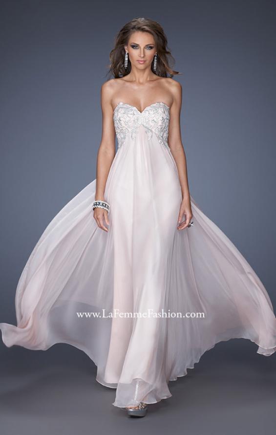 Picture of: Chiffon Prom Gown with Empire Waist and Jewels in Pink, Style: 20057, Main Picture