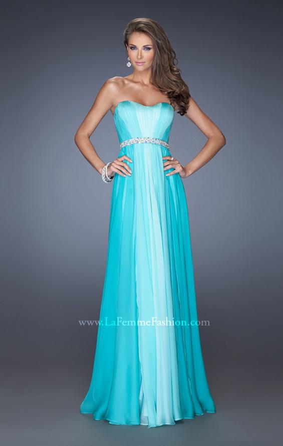 Picture of: A-line Prom Dress with Pearl Belt and Ombre Effect in Blue, Style: 20058, Detail Picture 1