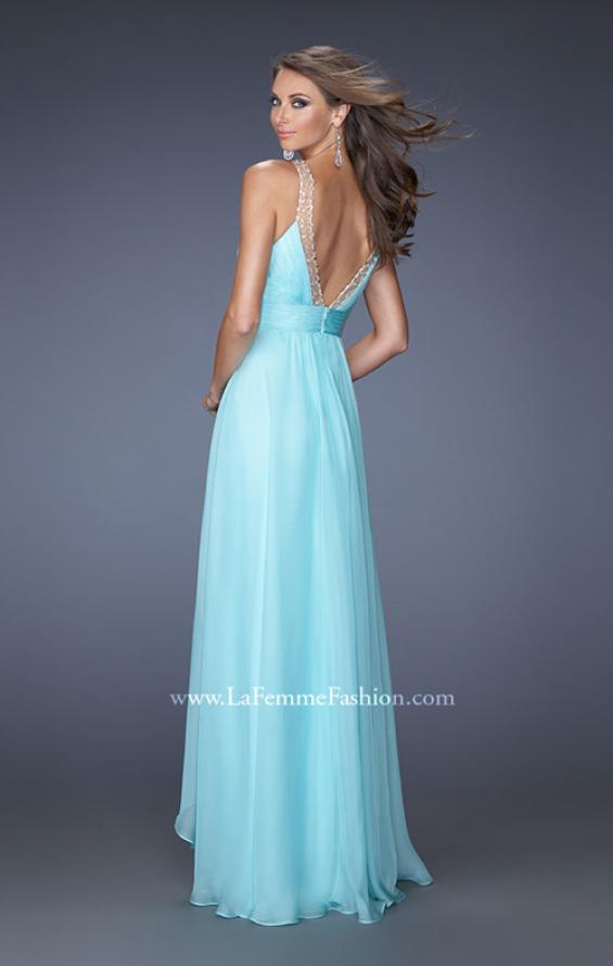 Picture of: Sweetheart Chiffon Gown with Tiered Layer Skirt in Blue, Style: 20060, Back Picture
