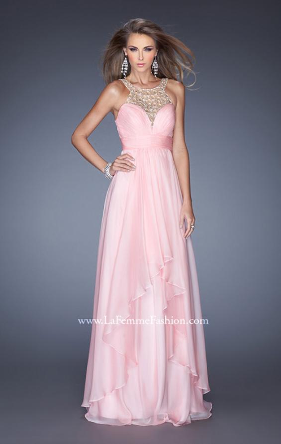 Picture of: Sweetheart Chiffon Gown with Tiered Layer Skirt in Pink, Style: 20060, Detail Picture 1