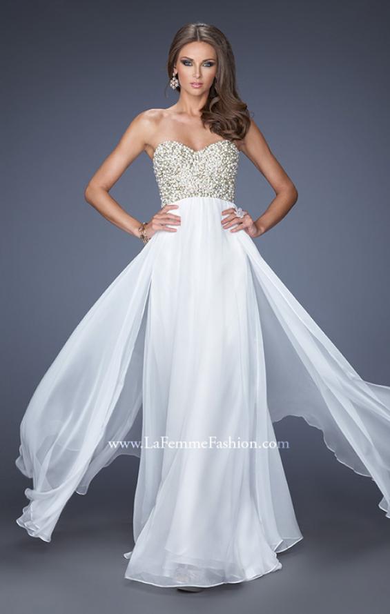 Picture of: Fully Embellished Strapless Chiffon Prom Dress in White, Style: 20061, Main Picture