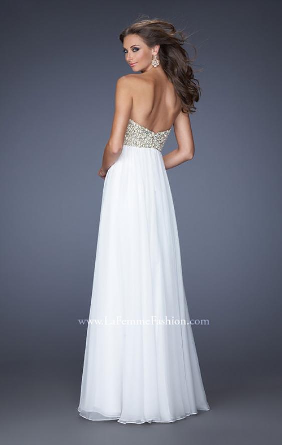 Picture of: Fully Embellished Strapless Chiffon Prom Dress in White, Style: 20061, Back Picture