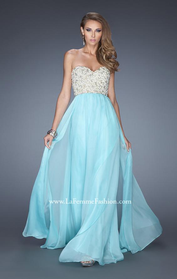 Picture of: Fully Embellished Strapless Chiffon Prom Dress in Blue, Style: 20061, Detail Picture 1