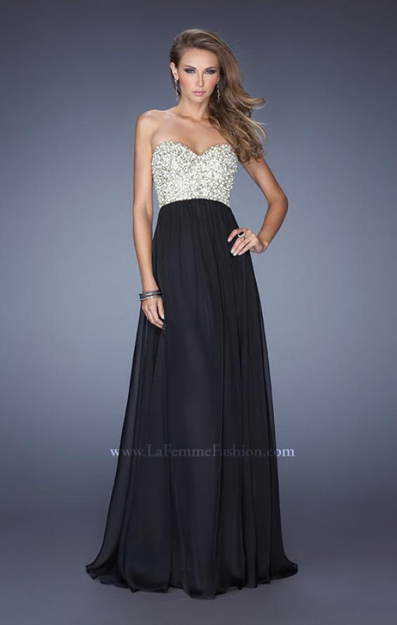 Picture of: Fully Embellished Strapless Chiffon Prom Dress in Black, Style: 20061, Detail Picture 2