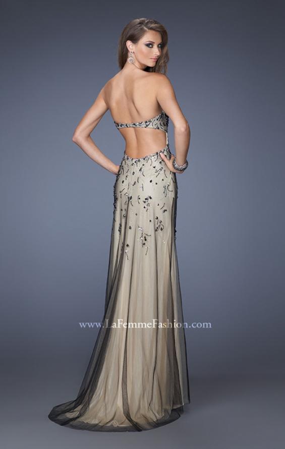 Picture of: Long Prom Dress with Beading and Jewels in Nude, Style: 20080, Back Picture