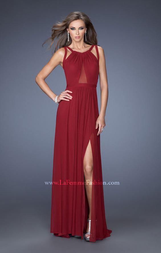Picture of: Net Jersey Prom Dress with Criss Cross Straps in Red, Style: 20092, Main Picture