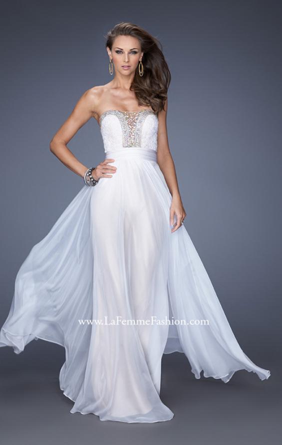 Picture of: Strapless Prom Gown with Lace and Sweetheart Neckline in White, Style: 20115, Main Picture