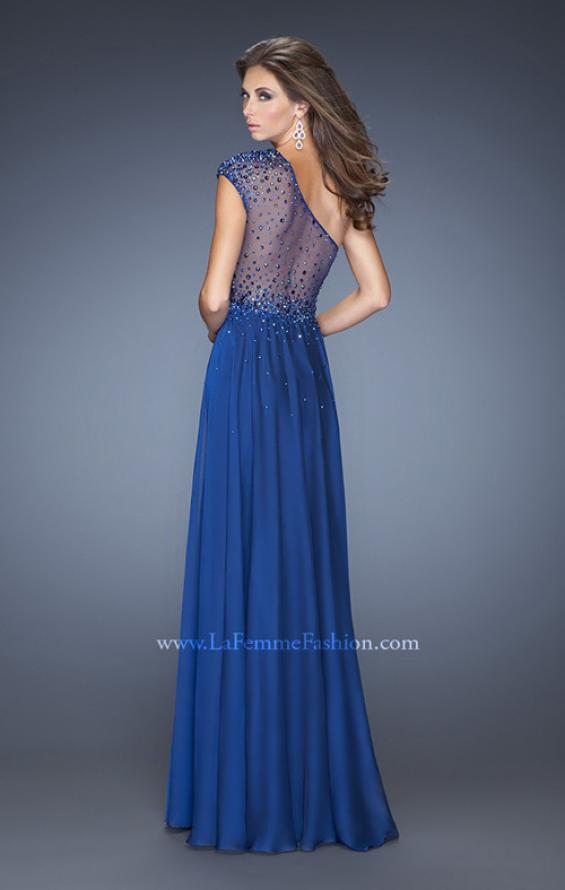 Picture of: A-line Chiffon Prom Dress with Sheer Net Detailing in Blue, Style: 20141, Back Picture
