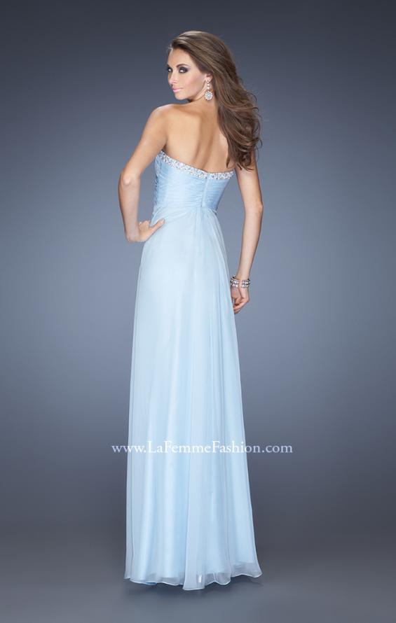 Picture of: Sweetheart Strapless Gown with Pearls and Jewel Trim in Blue, Style: 20143, Back Picture
