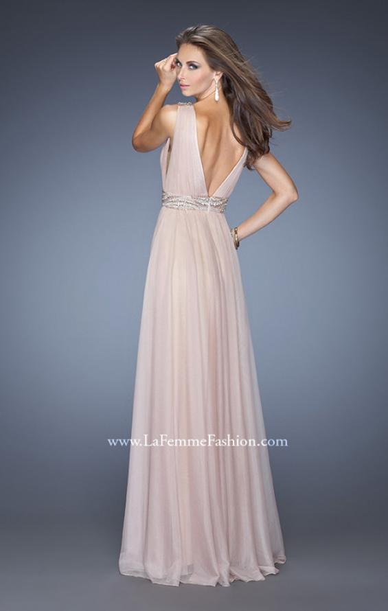 Picture of: V Neck Vintage Inspired Prom Dress with Pleated Bodice in Pink, Style: 20149, Back Picture