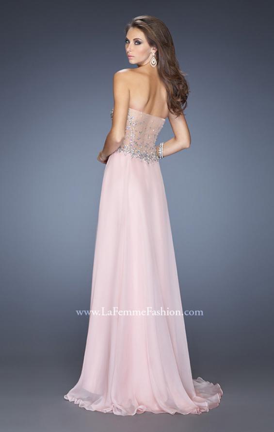 Picture of: Long Strapless Embellished Prom Dress with Net Overlay in Pink, Style: 20178, Back Picture