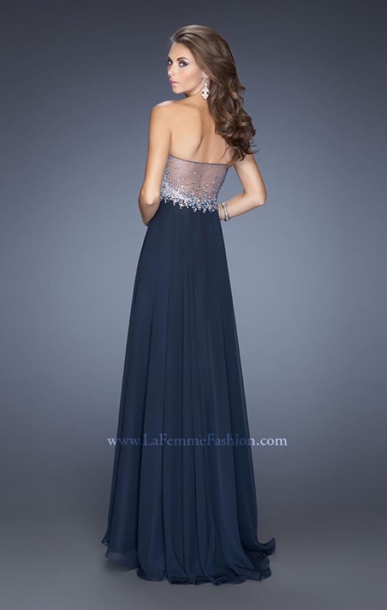 Picture of: Chiffon Gown with Natural Waist and Low Back in Blue, Style: 20217, Back Picture