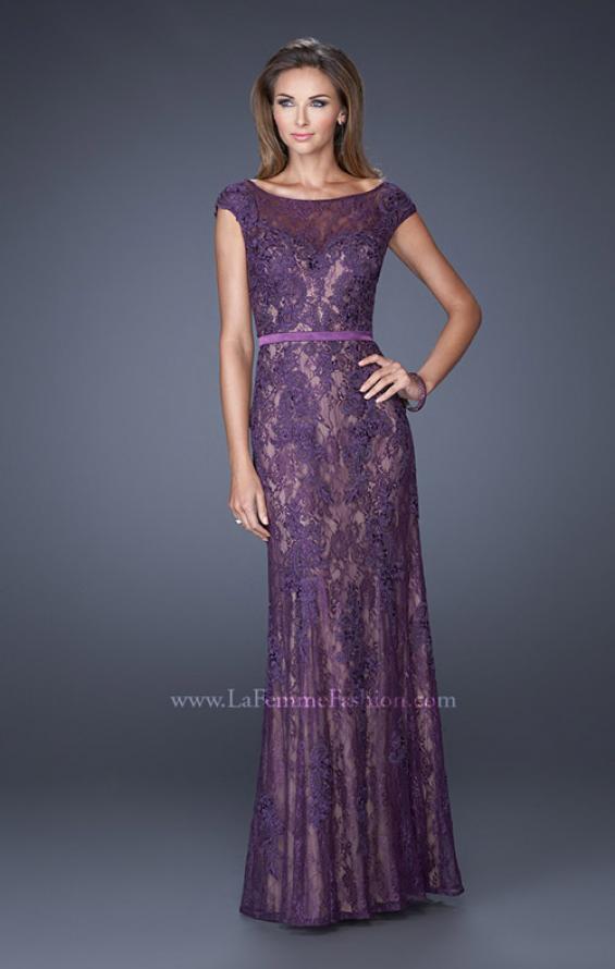 Picture of: Long Lace Gown Heavily Adorned with Embellishments in Blue, Style: 20397, Main Picture