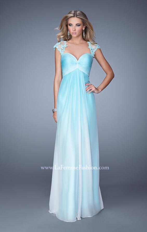 Picture of: Long Ombre Chiffon Gown with Ruched Empire Waist in Blue, Style: 20444, Main Picture