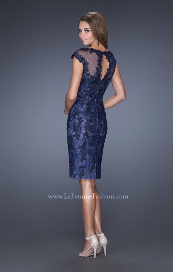Picture of: Two Tones Lace Evening Dress with Lace Trim in Blue, Style: 20465, Detail Picture 2