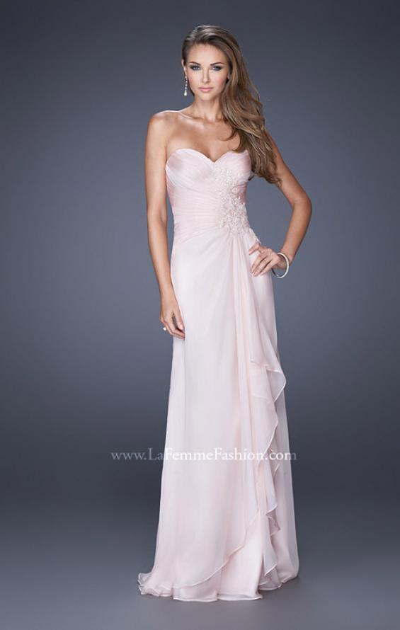 Picture of: Sweetheart Evening Gown with Gathered Bodice and Lace in Pink, Style: 20479, Detail Picture 1