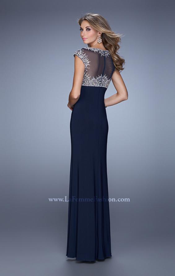 Picture of: Elegant Prom Dress with Intricately Beaded Bodice in Blue, Style: 20537, Back Picture