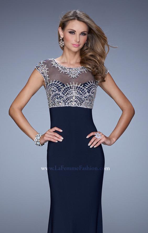 Picture of: Elegant Prom Dress with Intricately Beaded Bodice in Blue, Style: 20537, Detail Picture 1