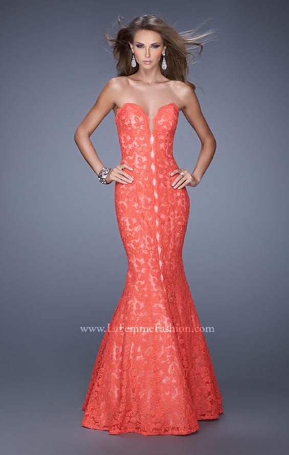 Picture of: Lace Mermaid Gown with Scalloped Lace Trim in Orange, Style: 20570, Main Picture