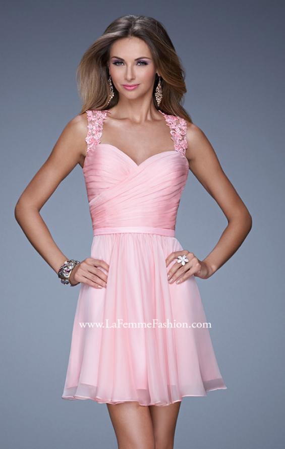 Picture of: Prom Dress with Gathered Bodice and Lace Open Back in Pink, Style: 20590, Detail Picture 1