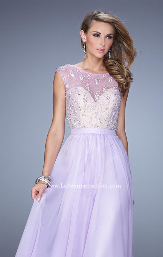 Picture of: Chiffon Prom Dress with Pearls and Rhinestones in Purple, Style: 20602, Main Picture