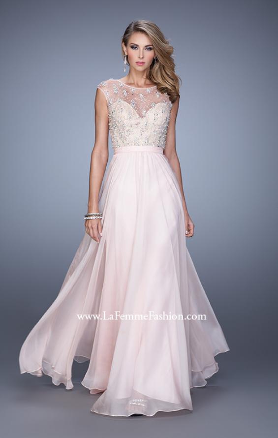 Picture of: Chiffon Prom Dress with Pearls and Rhinestones in Pink, Style: 20602, Detail Picture 3
