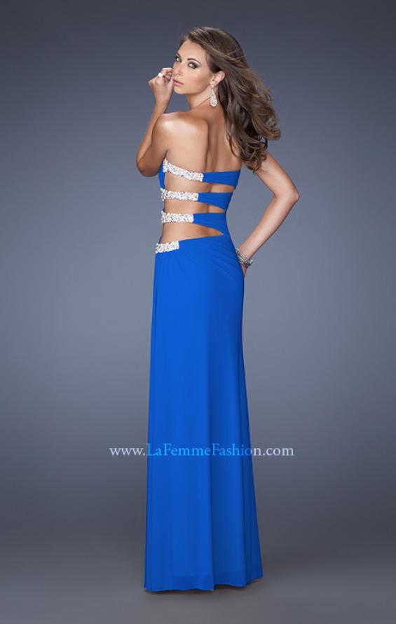 Picture of: Embellished Long Lace Prom Gown with Cut Outs in Blue, Style: 20660, Back Picture